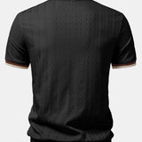Herren Kurzarm Zip Polo & Elastischer Bund Gerade-Hosen Set
