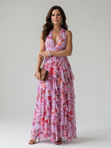 Nori | Halter Neck Rüschentop Floral Maxi Kleid