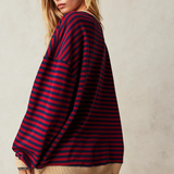 Amelia | Damen übergroß Gestreifter Pullover mit langen Ärmeln