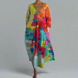 Cheryl™ - V-Ausschnitt Buntes Kleid