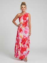 Taya | Ein Schulter Plissiertes Midi Kleid