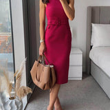 Schickes und Raffiniertes Midi-Kleid mit Formellem Krawatten-Detail