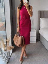 Schickes und Raffiniertes Midi-Kleid mit Formellem Krawatten-Detail
