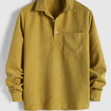 Herren Corduroy Langarmhemd mit halber Knopfleiste