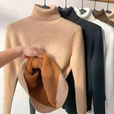 Leonie - Beigefarbener Rollkragenpullover Mit Fleece Futter