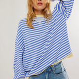 Amelia | Damen übergroß Gestreifter Pullover mit langen Ärmeln