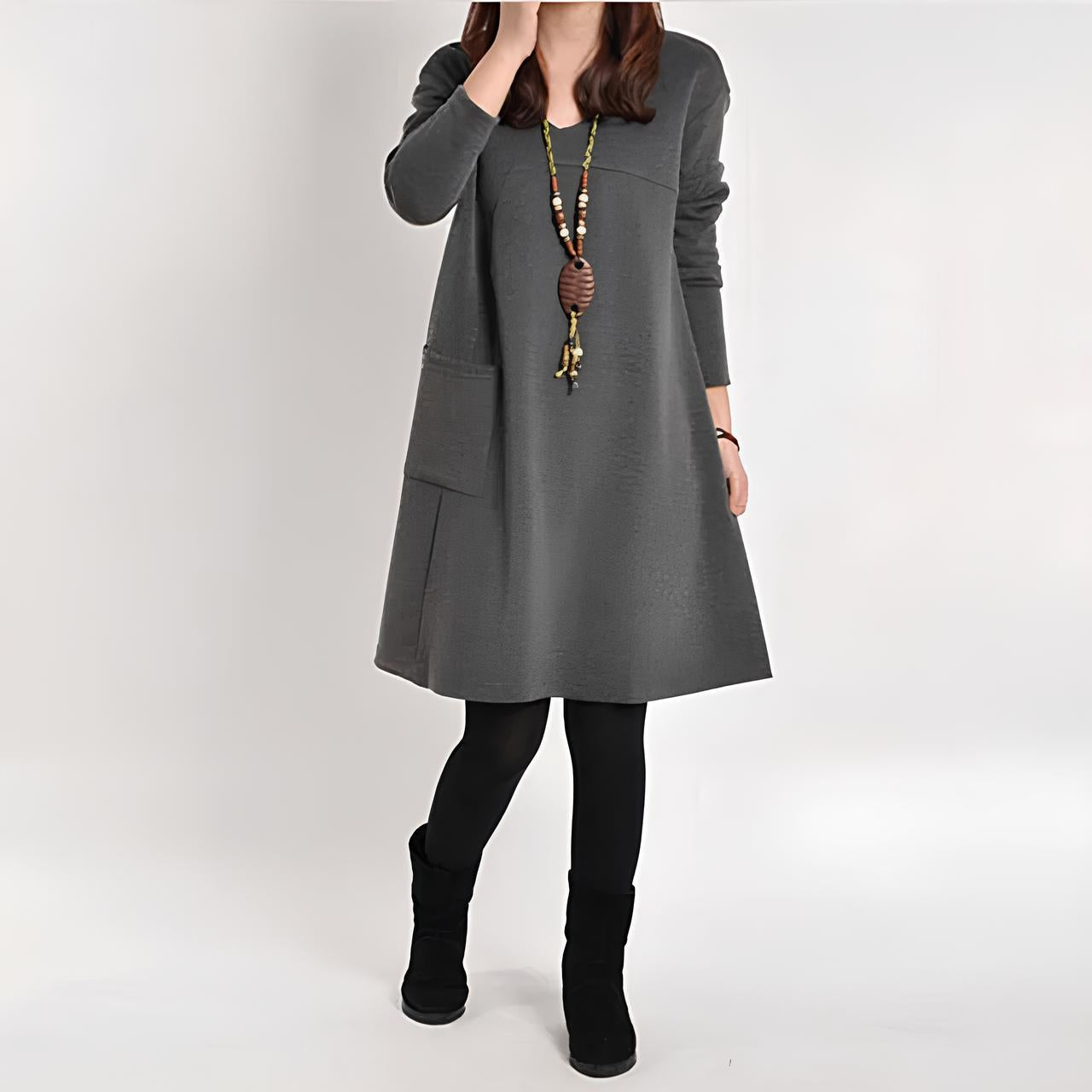 Mila - Elegantes Kleid Mit Einer Tasche