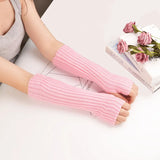 Lange fingerlose Strickhandschuhe (30 cm)