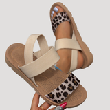 Damen Stylische Leopardenmuster Kreuzriemen Flache Sandalen für Ultimativen Komfort