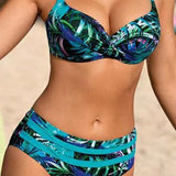 Emma | Bikini mit hoher Taille und Blattmuster