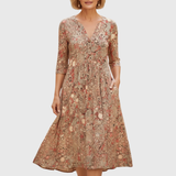 Harlow | Anmutiges V-Ausschnitt Eleganz Midi Kleid