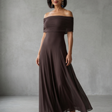 Juni | Off-Shoulder Drapiertes Midi-Kleid
