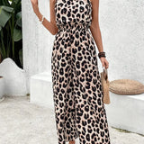 Lita | Damen Jumpsuit mit Neckholder und Leopardenmuster