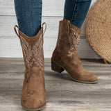 Damen Westernstiefel für breite Waden mit besticktem Schaft