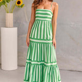 Marisol | Gestreiftes Maxikleid mit Trägern und Taschen
