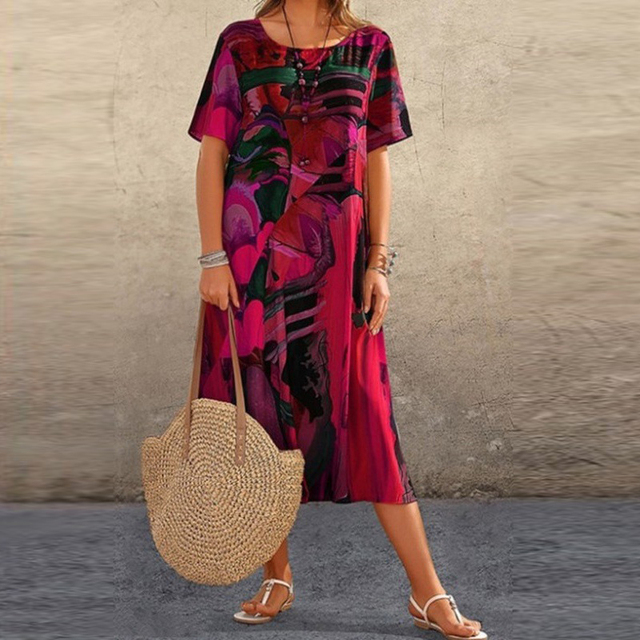 Dina Elegantes Abstraktes Harmonie Midi-Kleid
