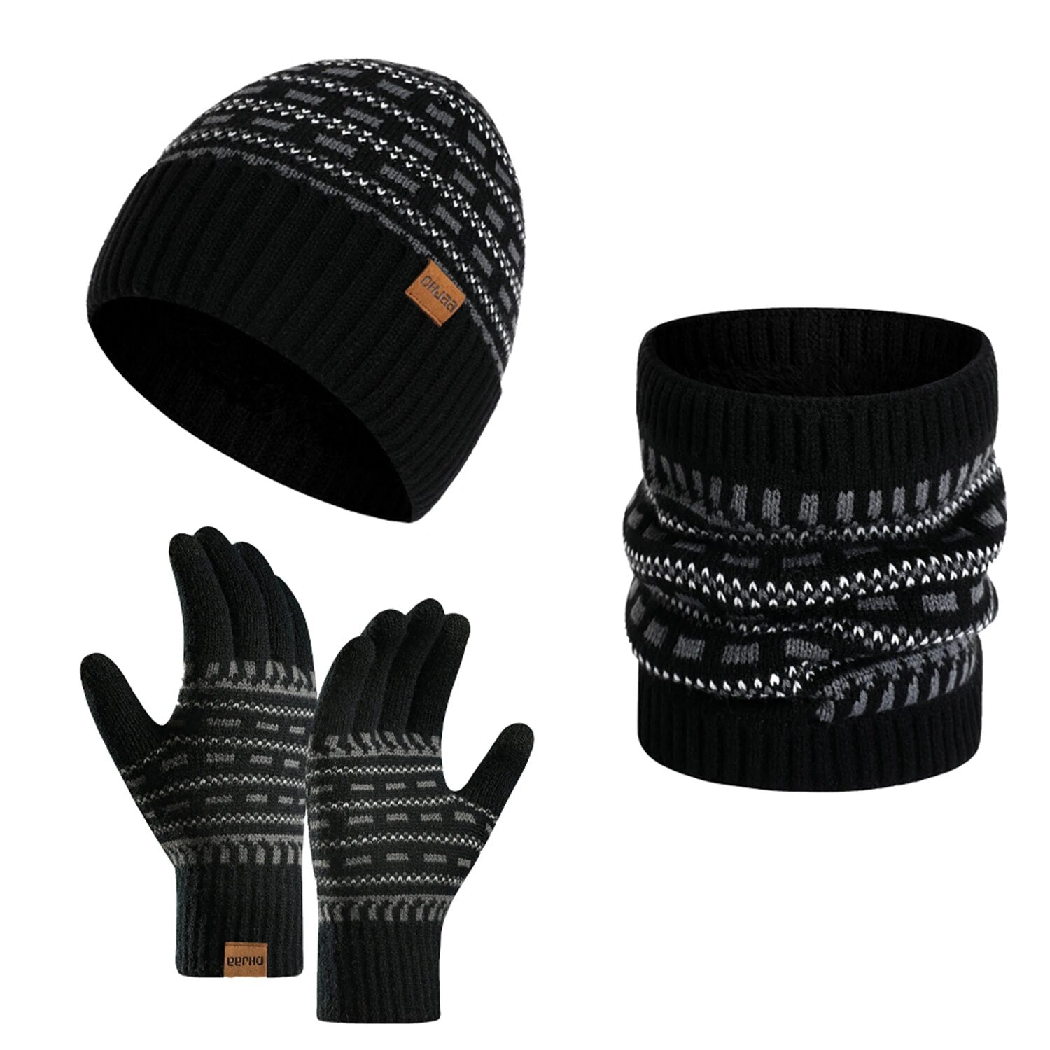 3-teiliges Winterset mit Mütze, Handschuhen und Schal