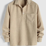 Herren Corduroy Langarmhemd mit halber Knopfleiste
