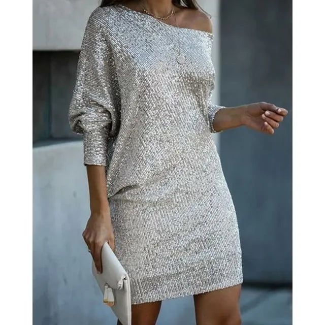 Kontrast Pailletten Partykleid