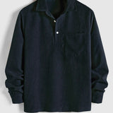 Herren Corduroy Langarmhemd mit halber Knopfleiste