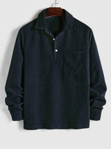 Herren Corduroy Langarmhemd mit halber Knopfleiste