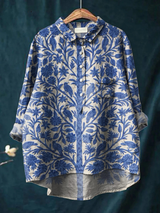 Paula | Legere Damenbluse im Vintage-Stil mit indischem Blumenprint