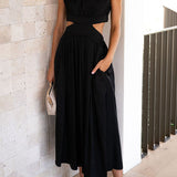 Quincy | Midi-Kleid mit Cut-Out und Taschen