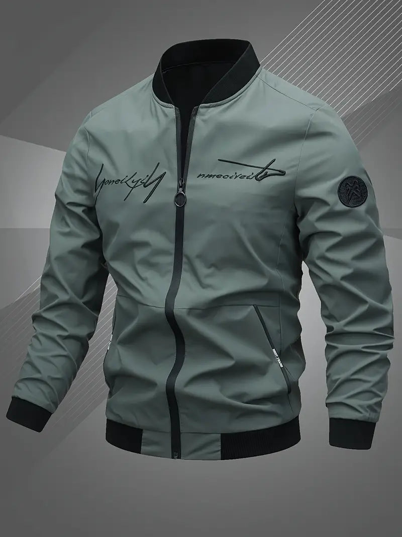 Finn - Lässige Bomberjacke Mit Gesticktem Buchstaben Für Männer