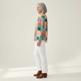 Nora | Patchwork-Pullover in Rosa und Türkis