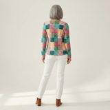 Nora | Patchwork-Pullover in Rosa und Türkis