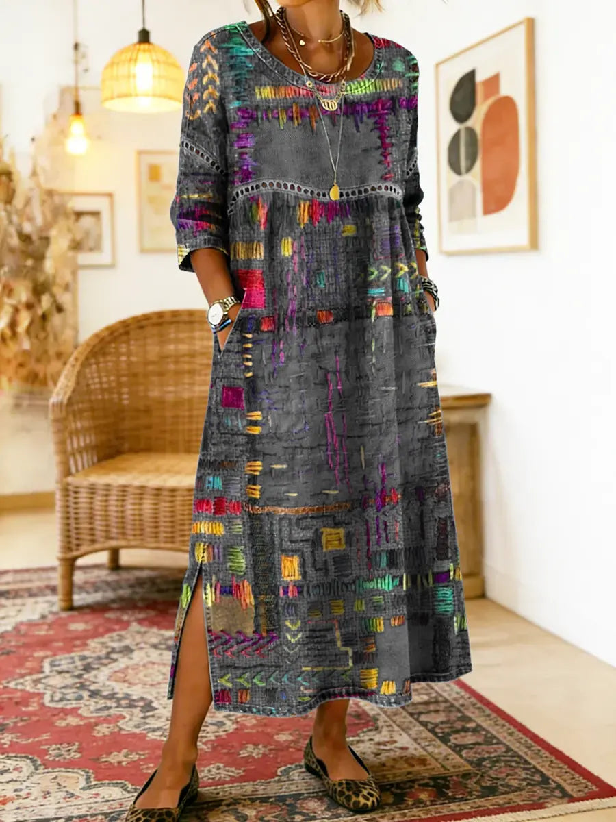 Isabelle | Ethnisches Patchwork-Kleid