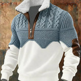 Herren Farbblockierter Halb-Reißverschluss Strickpullover