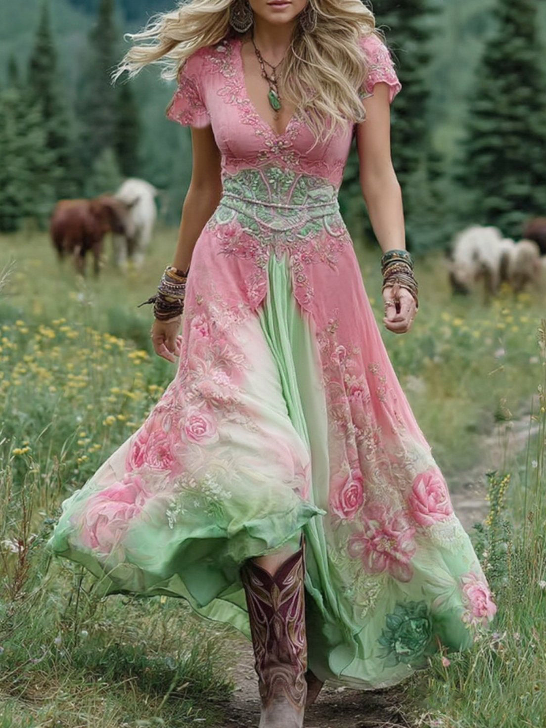 Mavis™ – Elegantes Florales Maxikleid