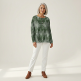 Alma | Pullover in Grün mit Tannenwald