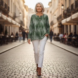 Alma | Pullover in Grün mit Tannenwald