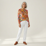 Wiebke | Pullover in Orange mit Blumen