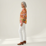 Wiebke | Pullover in Orange mit Blumen