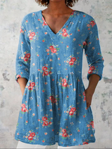 Mechthild | Lange Bluse mit V-Ausschnitt