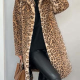 Lysandra | Damen Langmantel mit Leopardenmuster