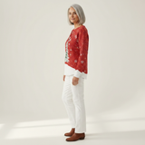 Lotte | Weihnachtspullover in Rot mit Tannenbaum