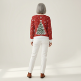 Lotte | Weihnachtspullover in Rot mit Tannenbaum