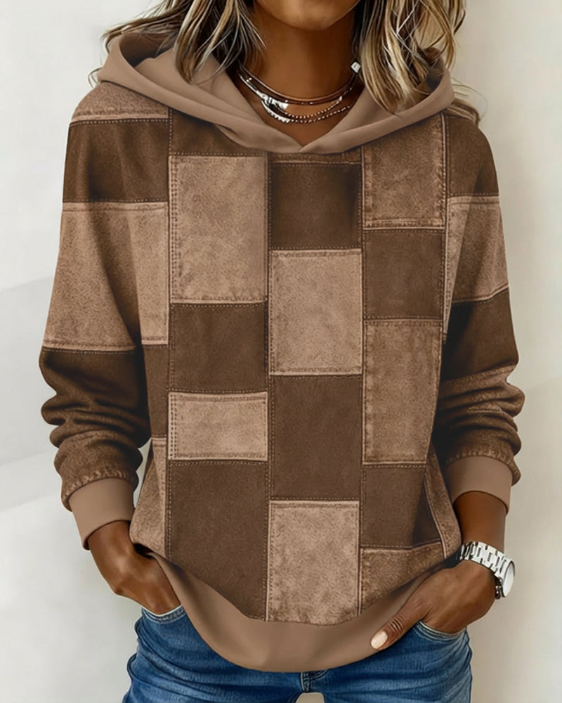 Schicker Langarm-Karierten Hoodie