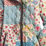 Damen Vintage Charmante Blumenjacke Casual Gep quiltet