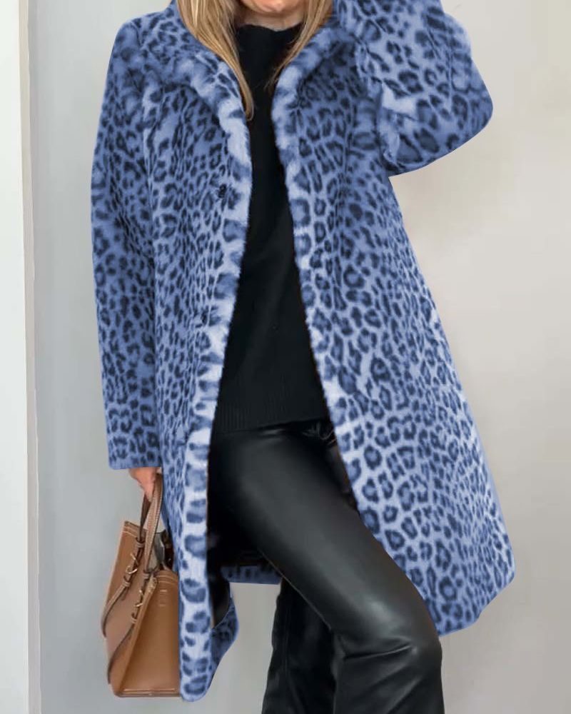 Lysandra | Damen Langmantel mit Leopardenmuster