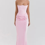 Hera - Elegantes Retro-Einfarbiges Trägerloses Partykleid