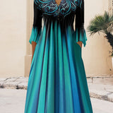 Damen Midi-Kleid mit V-Ausschnitt und Taschen