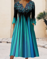 Damen Midi-Kleid mit V-Ausschnitt und Taschen