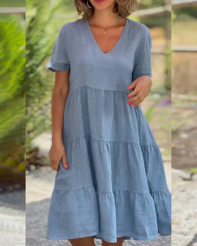 Zoey™ - Lässiges Sommer V-Ausschnitt Kleid