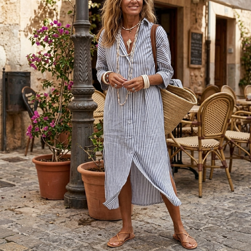Nichole™ Schickes Gestreiftes Sommerkleid