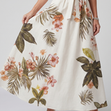 Wiese | Drapiertes Halter-Botanik-Paneel-Maxikleid